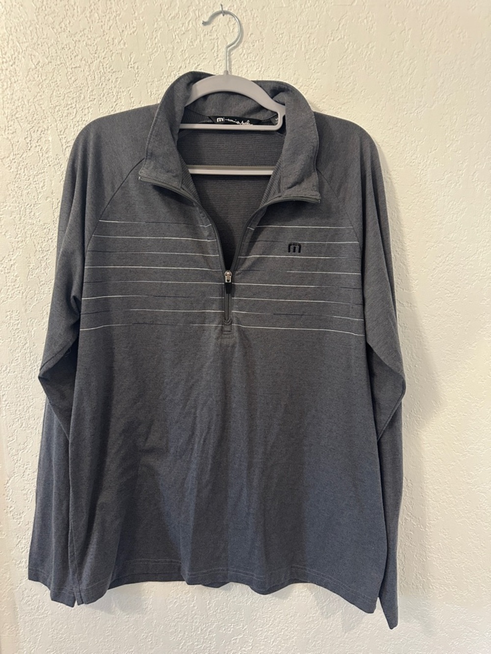 Travis Mathew Gray Ribbed Quarter-Zip Top